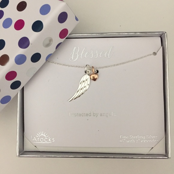 LA Rocks Jewelry - Sterling Silver Angel Wing Two Tone Necklace